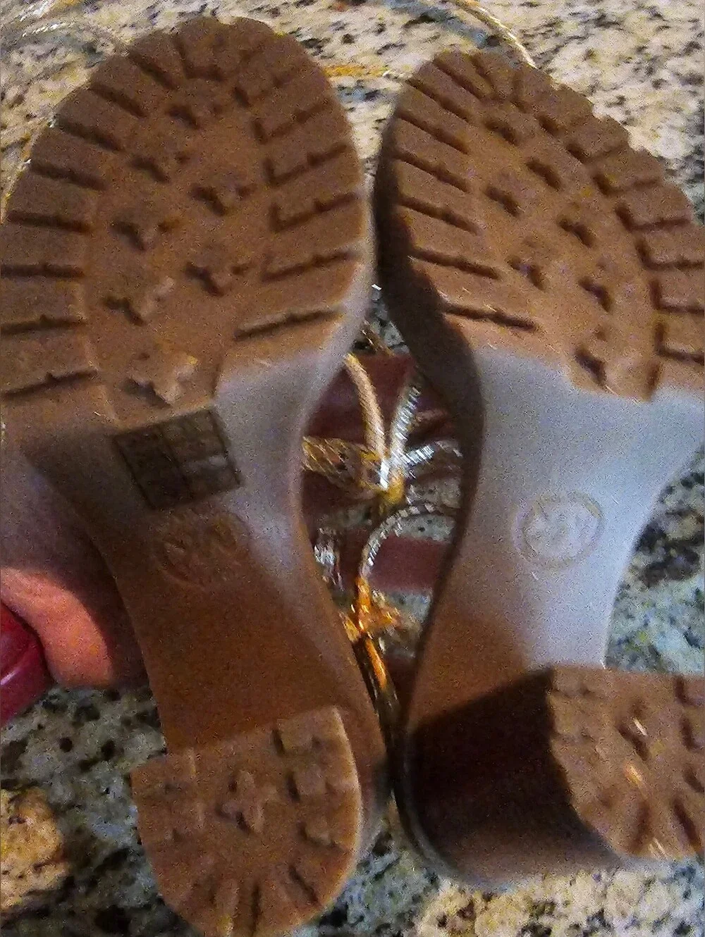 Michael Kors Vero Lug Platform Sandals in a metallic gold finish. Size 7.5